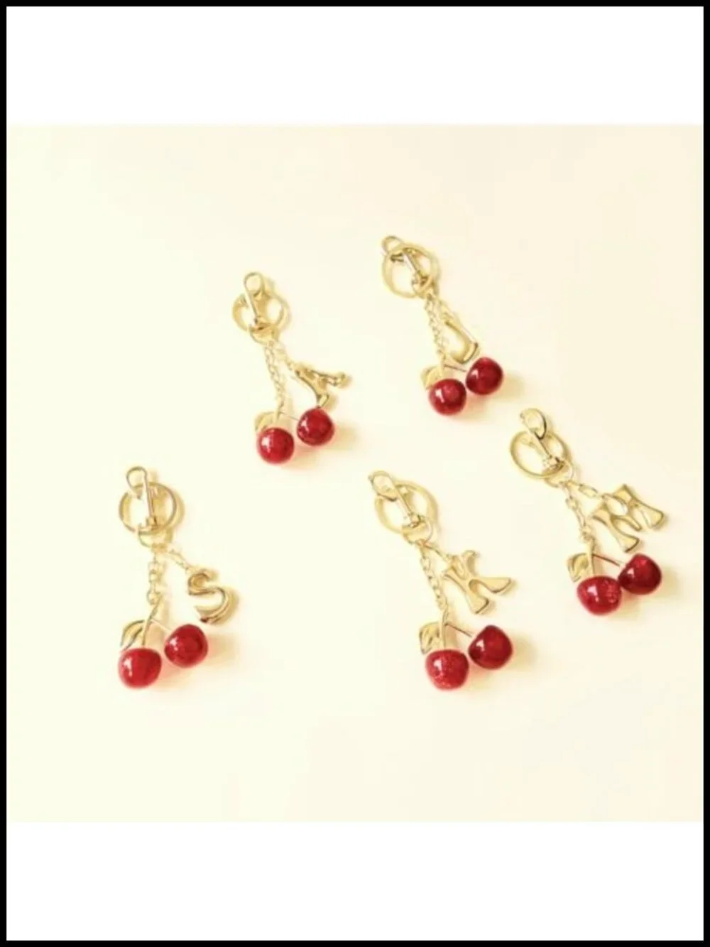 Cherry Letter Bag Charm Metal Lobster Clasp Purse Keychain Accessory